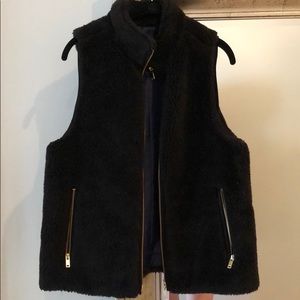 J.crew plush fleece black vest